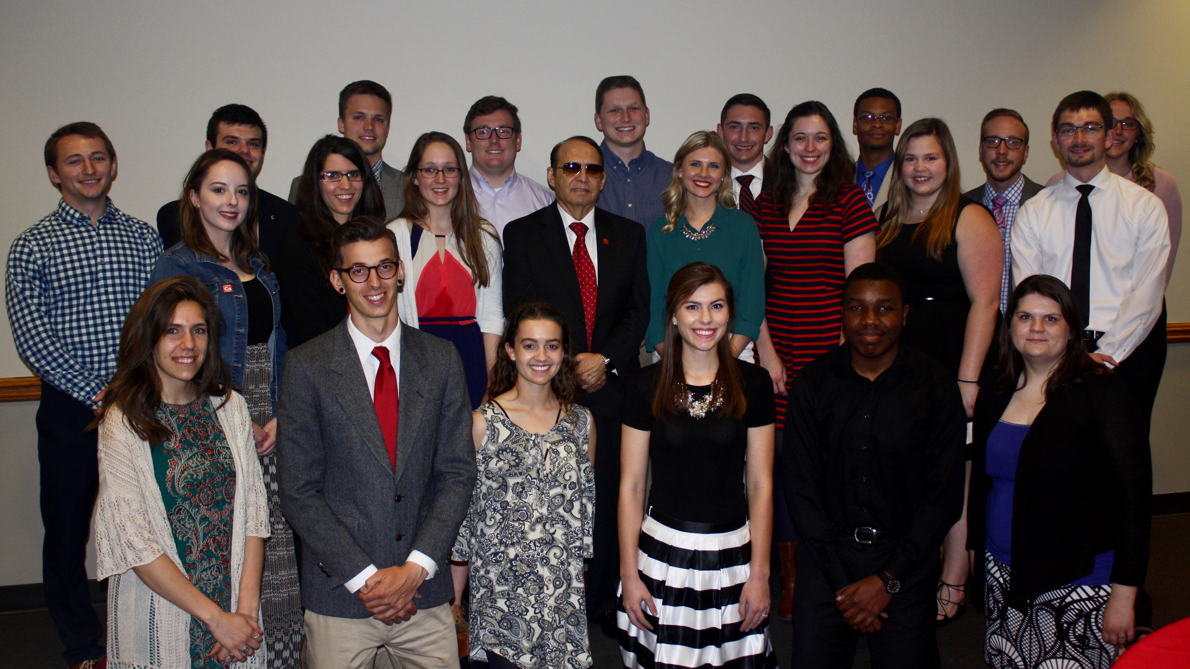 Students named to the 2017 Franco's List stand with the award's namesake, Juan Franco, vice chancellor for student affairs at Nebraska, on April 19.