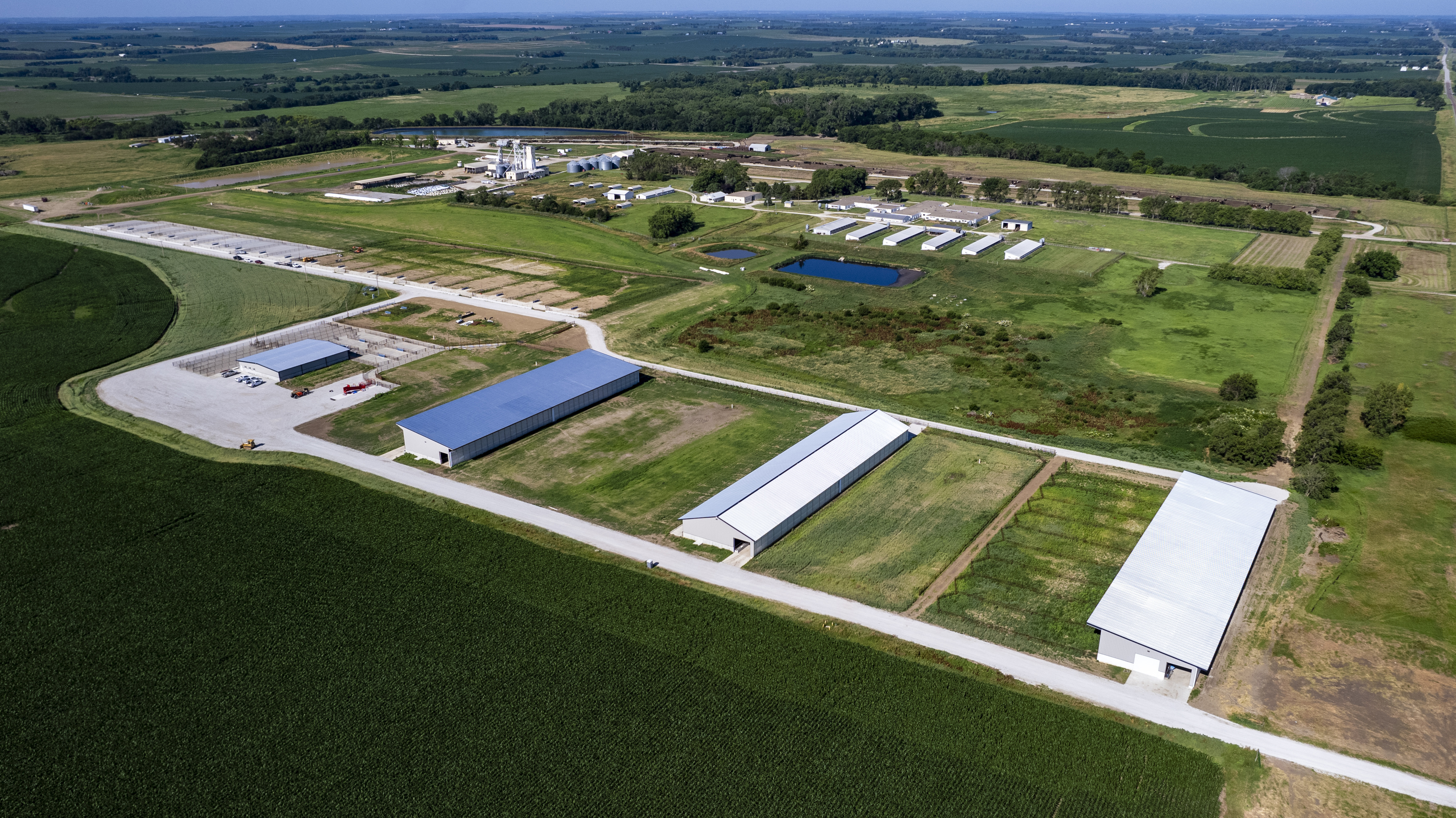 Aerial view of the the Klosterman Feedlot Innovation Center, at the Eastern Nebraska Research, Extension and Education Center near Mead.
