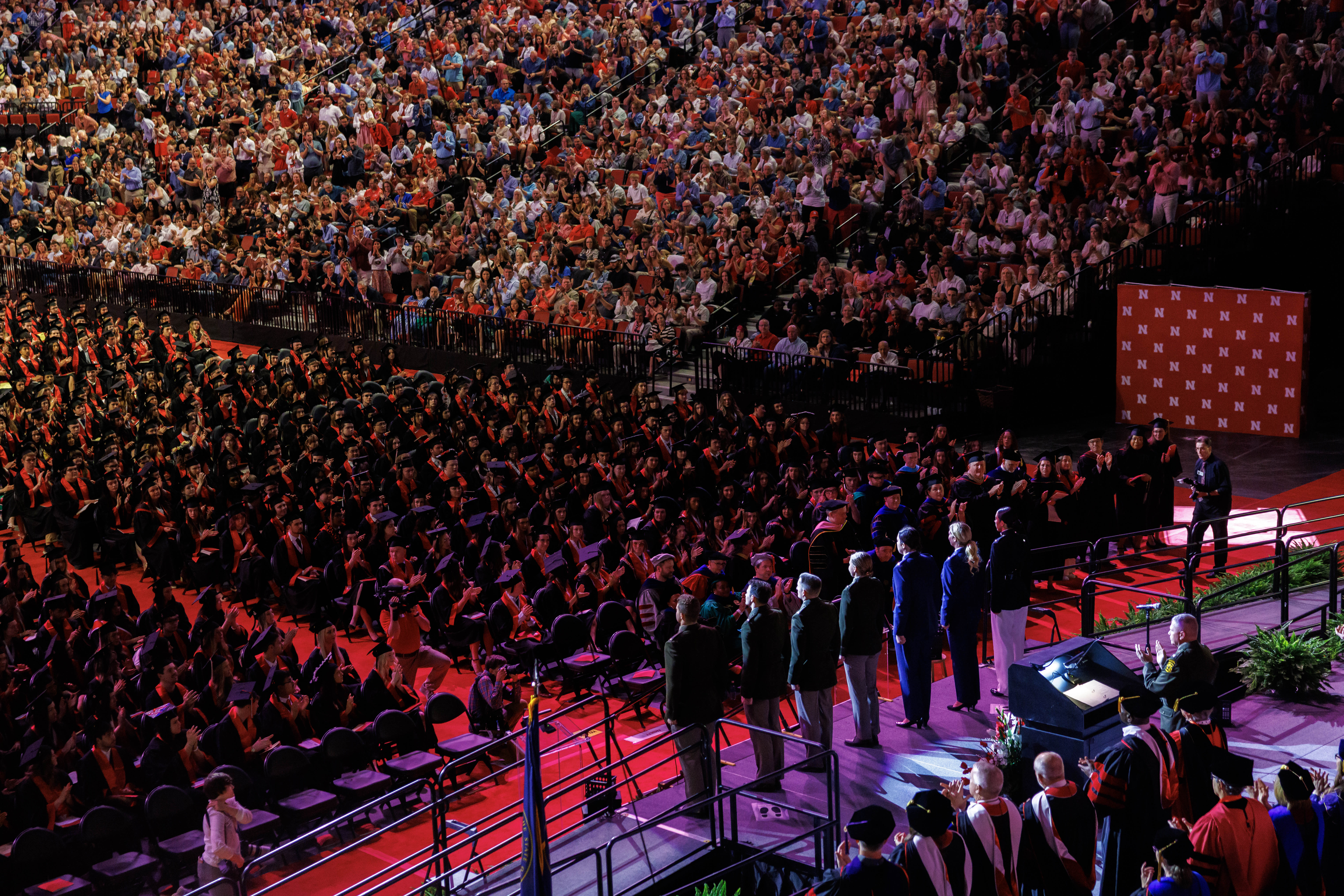 ROTC members on stage