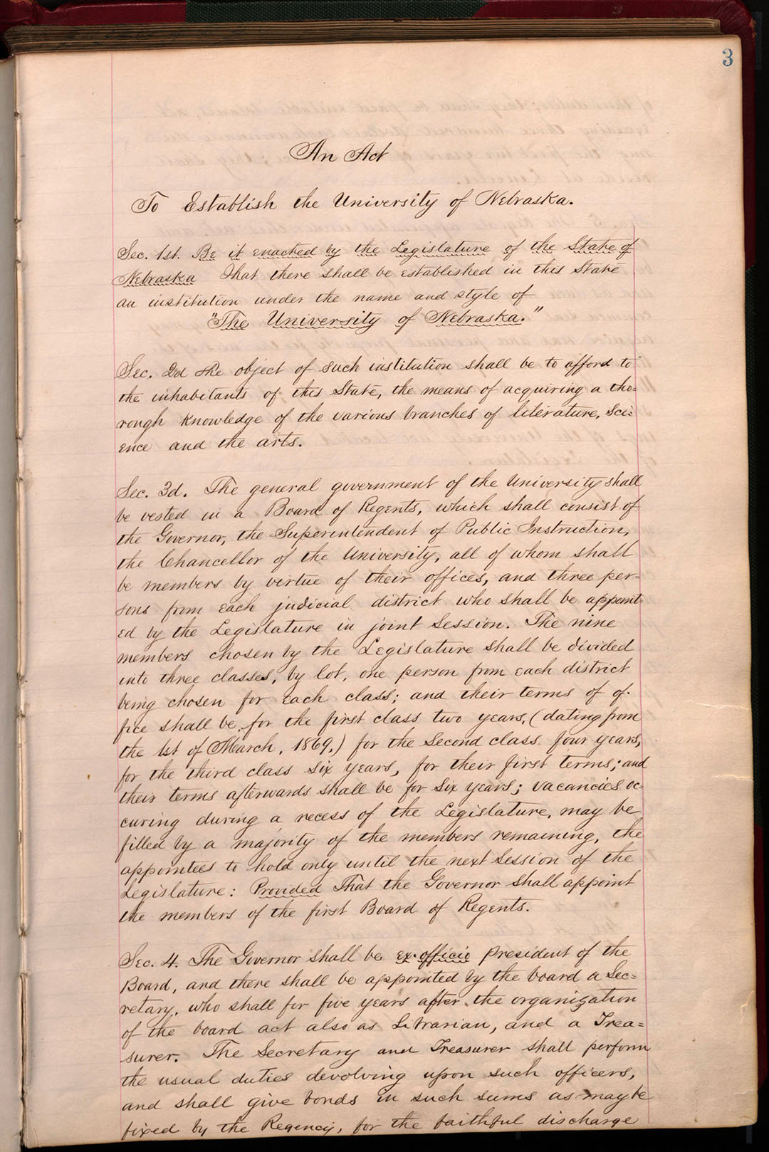 University of Nebraska charter, page 1