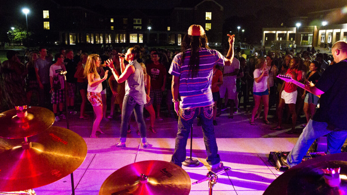The band DFunk plays on the Nebraska Union Plaza as part of Big Red Welcome on Aug. 23. The space north of the Nebraska Union will be used for Lincoln Calling concerts on Oct. 17-18.