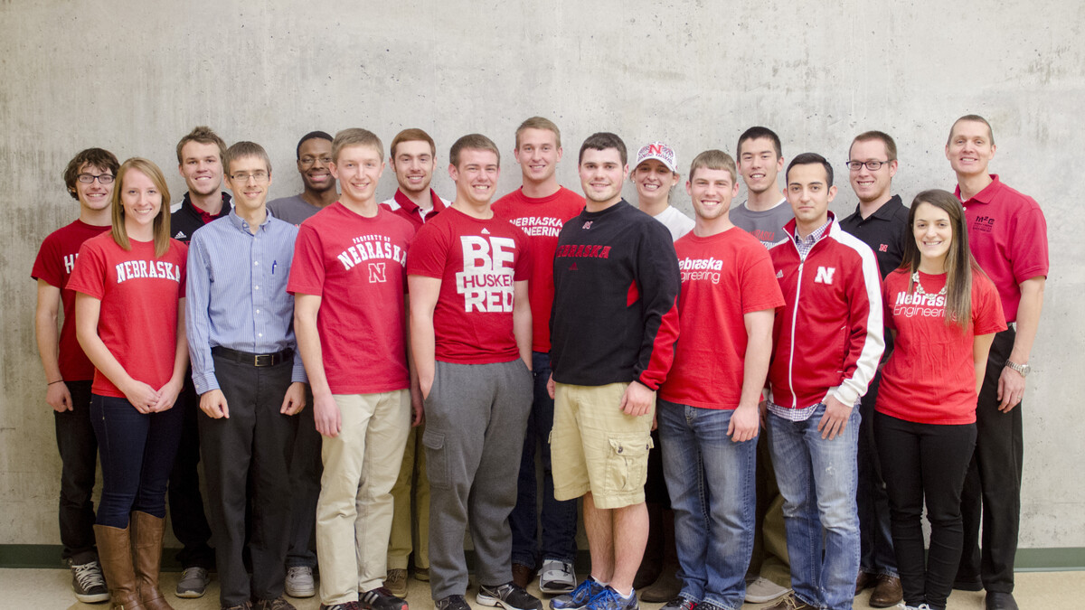 From left: Sawyer Jager, Tricia Foley, Erik Moore, Prof. Carl Nelson, Blake Stewart, Piotr Slawinski, Nick Goeser, Christian Laney, Shawn Schumacher, Luke Monhollon, Maggie Clay, Ethan Monhollon, Alfred Tsubaki, Victor Torres, Weston Lewis, Effie Greene, Prof. Ben Terry. Not pictured: Ty Rempe, Dustin Dam. 