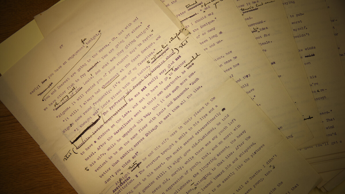 Many of Willa Cather’s manuscripts were edited by Edith Lewis, the woman who lived, worked and traveled with Cather for nearly 40 years. University of Nebraska-Lincoln Cather scholar Melissa Homestead is researching Lewis’ life and relationship with Cather for a forthcoming book.. September 29, 2017.  Photo by Craig Chandler / University Communication
