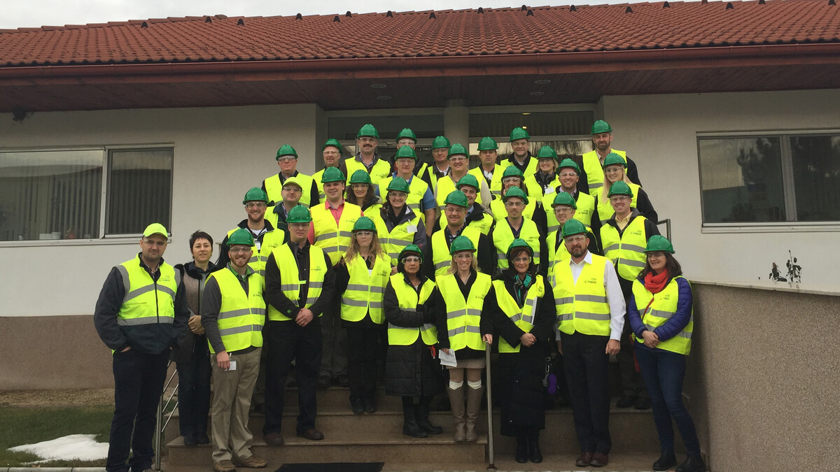 Nebraska LEAD 34 fellows pose with their hosts at the Pioneer-DuPont Agriculture and Nutrition Research Center near Bucharest, Romania, in January. Applications are available for LEAD group 36.