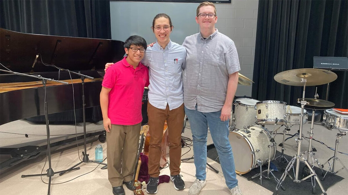 The Prism Trio consists of (from left) Sean Lebita (piano), Jonah Bennett (double bass) and Andrew Wray (drums).