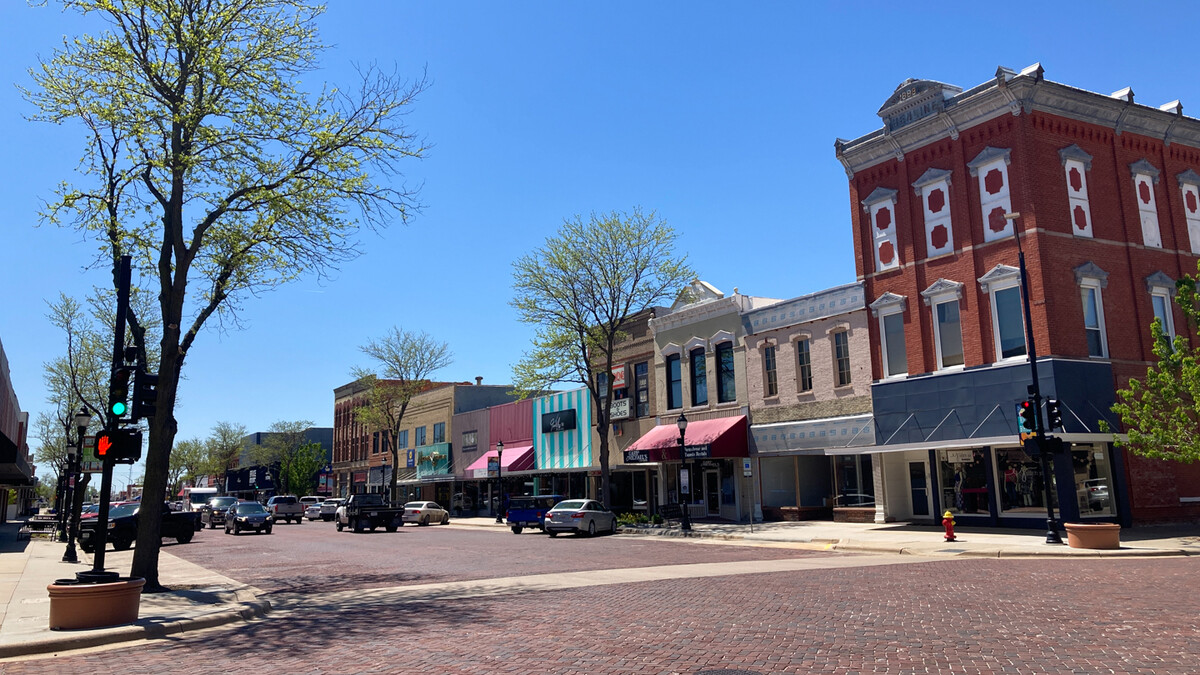 A downtown street in Kearney, Nebraska