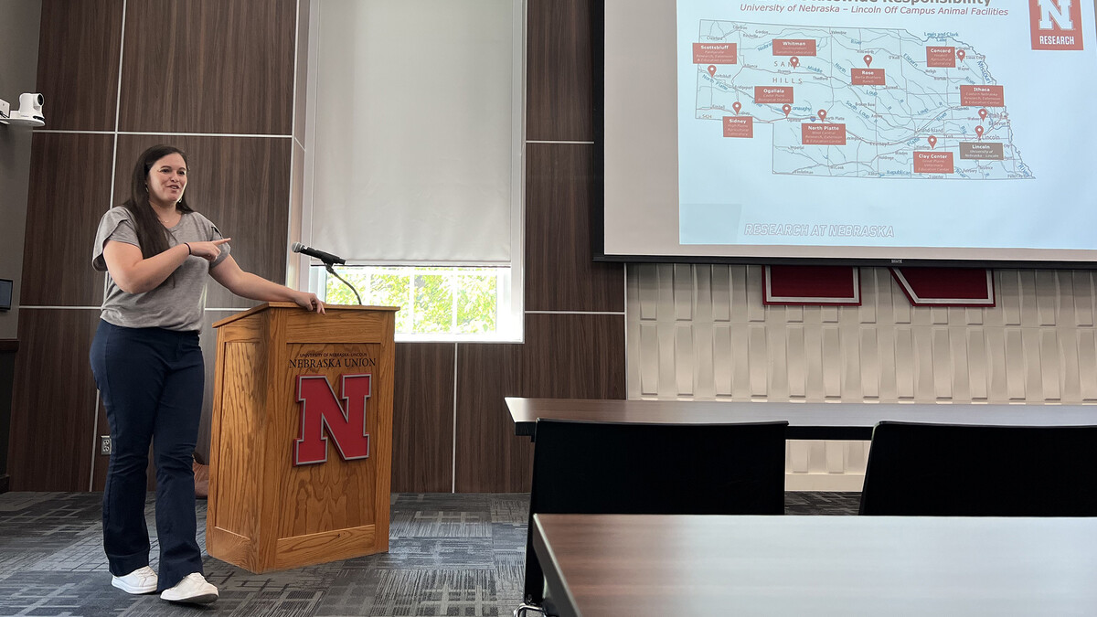 Megan Ebbers leads a research training in the Platte River Room, Nebraska Union Sept. 5, 2024.