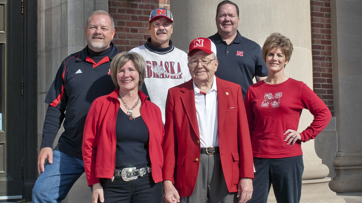 Members of the Lienemann family shown in this 2011 photo include (front row, from left) daughter Dorothy Pflug, the late Del Sr. and daughter Denise Scholz; and (back row, from left) sons Doug, Del Jr. and Dan. Not pictured is daughter Diane Carpenter.