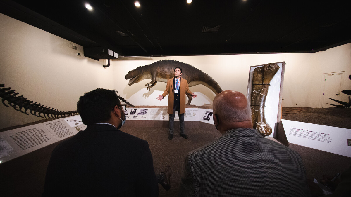 Students present three-minute quick pitches on new business ventures to a panel of judges.