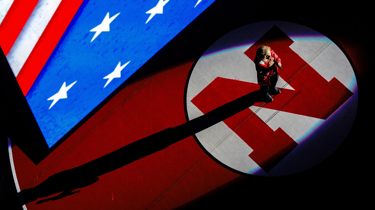 Amy Mincer performs the national anthem ahead of Nebraska Wrestling's Jan. 11 match against the University of Minnesota at the Devaney Sports Center. The No. 6 rated Huskers defeated the No. 8 Gophers 21-13, improving their dual record to 6-1 on the season and 1-0 against Big Ten rivals.