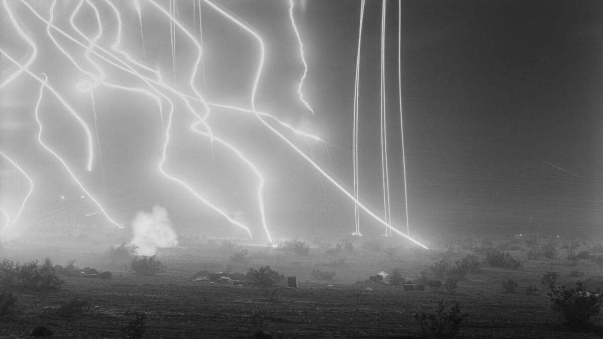 This An-My Lê photograph of military training in the California desert is currently on view in Sheldon Museum of Art.