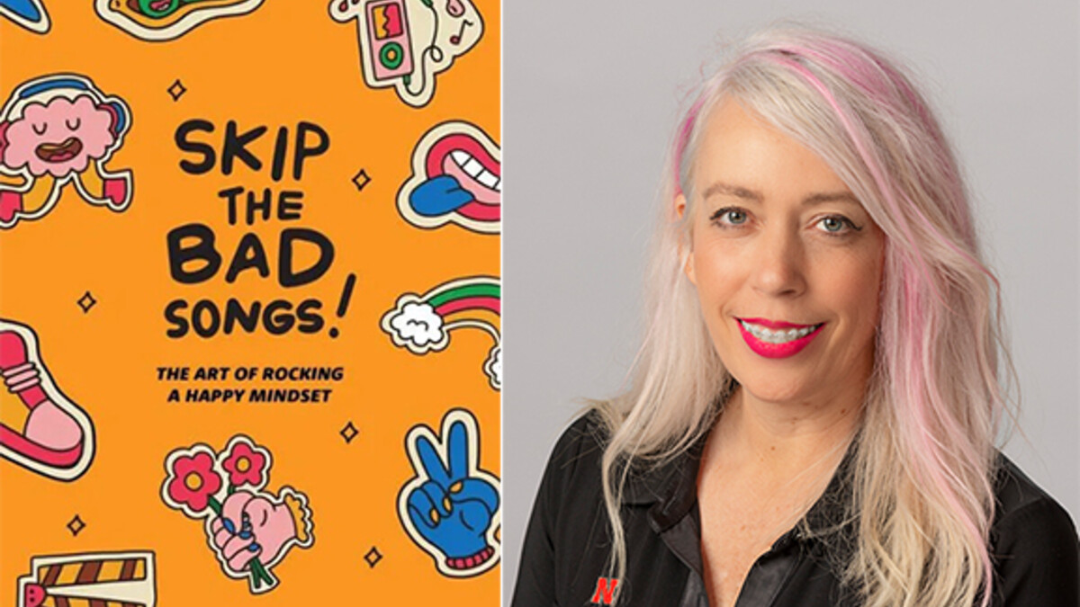 Jen Landis has published a new book titled "Skip the Bad Songs! The Art of Rocking a Happy Mindset." The book includes illustrations by Rachel Dempsey (B.F.A. 2022).