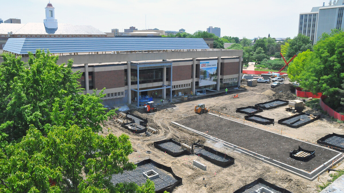 Construction projects at UNL include the Love Library Learning Commons, a $10 million project designed as a gathering and collaboration space for students. The learning commons is scheduled to open in December.