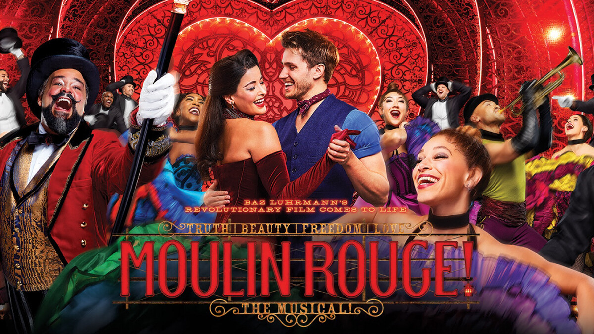 Banner featuring roles in the "Moulin Rouge! The Musical" production.