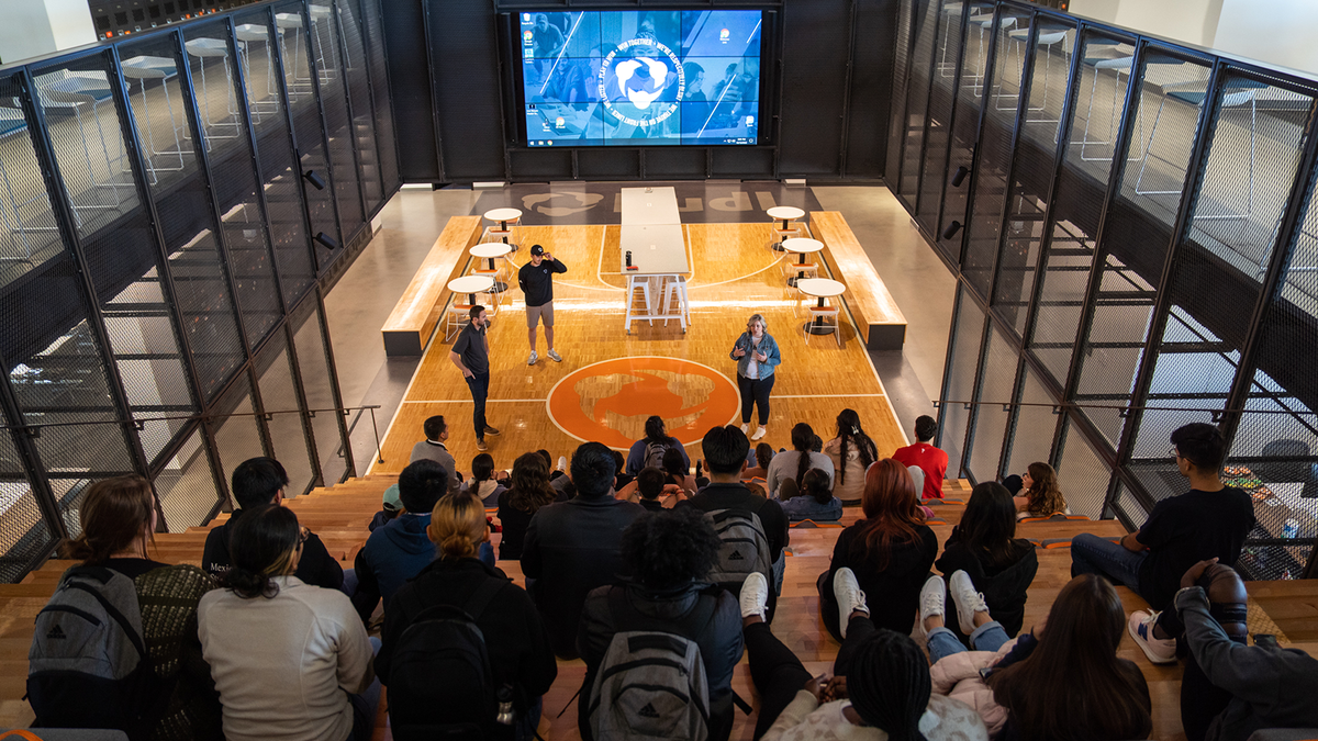 students at Hudl headquarters