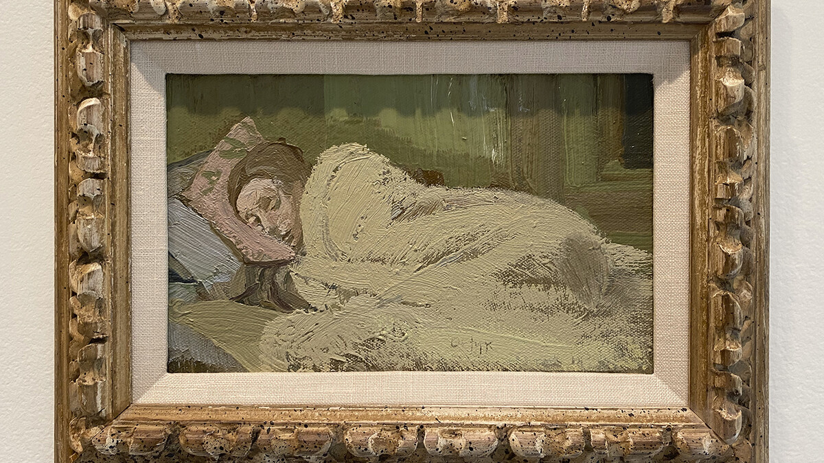  "Sleeping Woman," a 1983 oil painting by Harry Orlyk, is on view at Sheldon Museum of Art in "Framing a Legacy: Gifts from Ann and James Rawley."