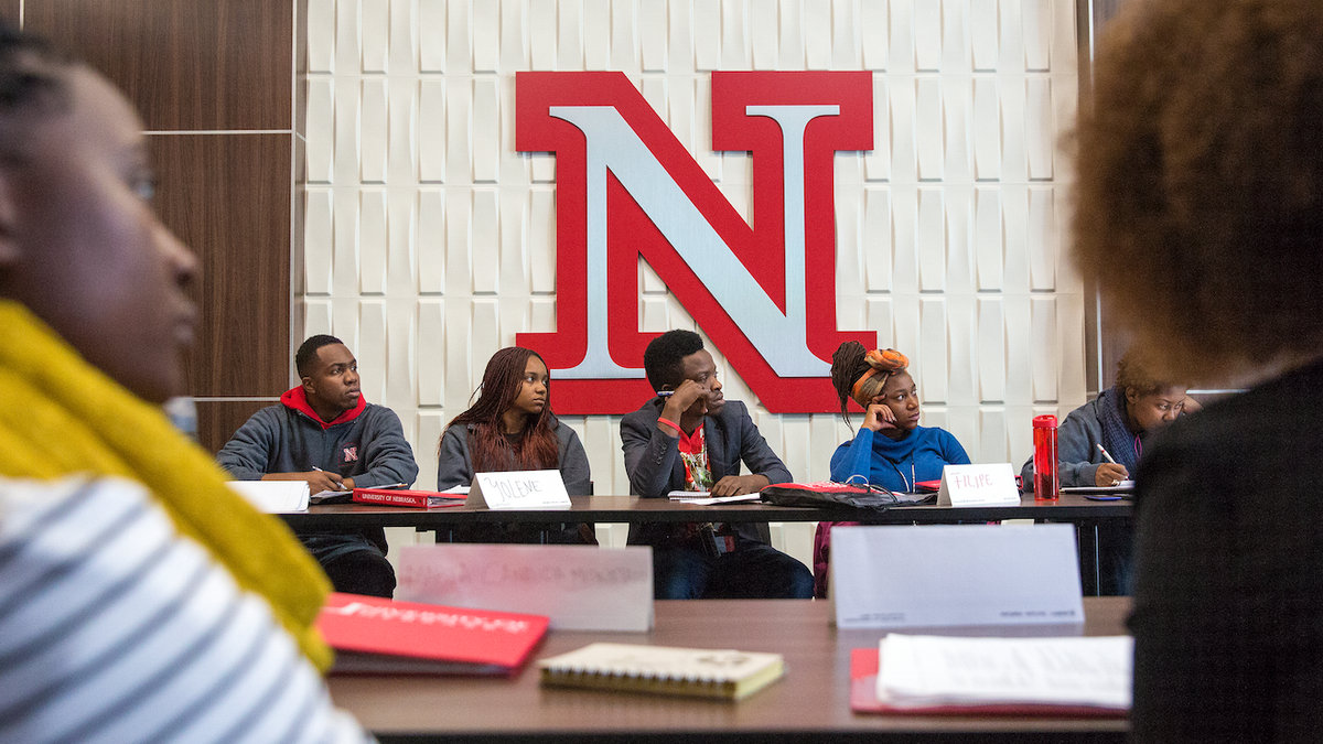 Visiting African students listen during a recent presentation. This is the third year that students from African have been embedded at UNL through the United States Institute on Civic Engagement.