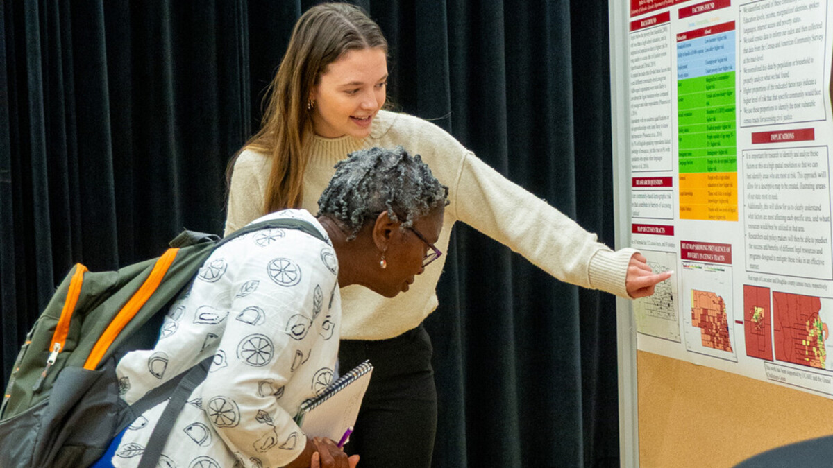 A student presents research at 2025 Student Research Days.