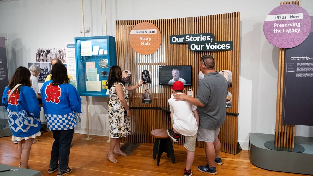 Visitors at the Japanese Hall during the grand opening, June 2024. Photograph by Anthony Essau, Upland Exhibits.