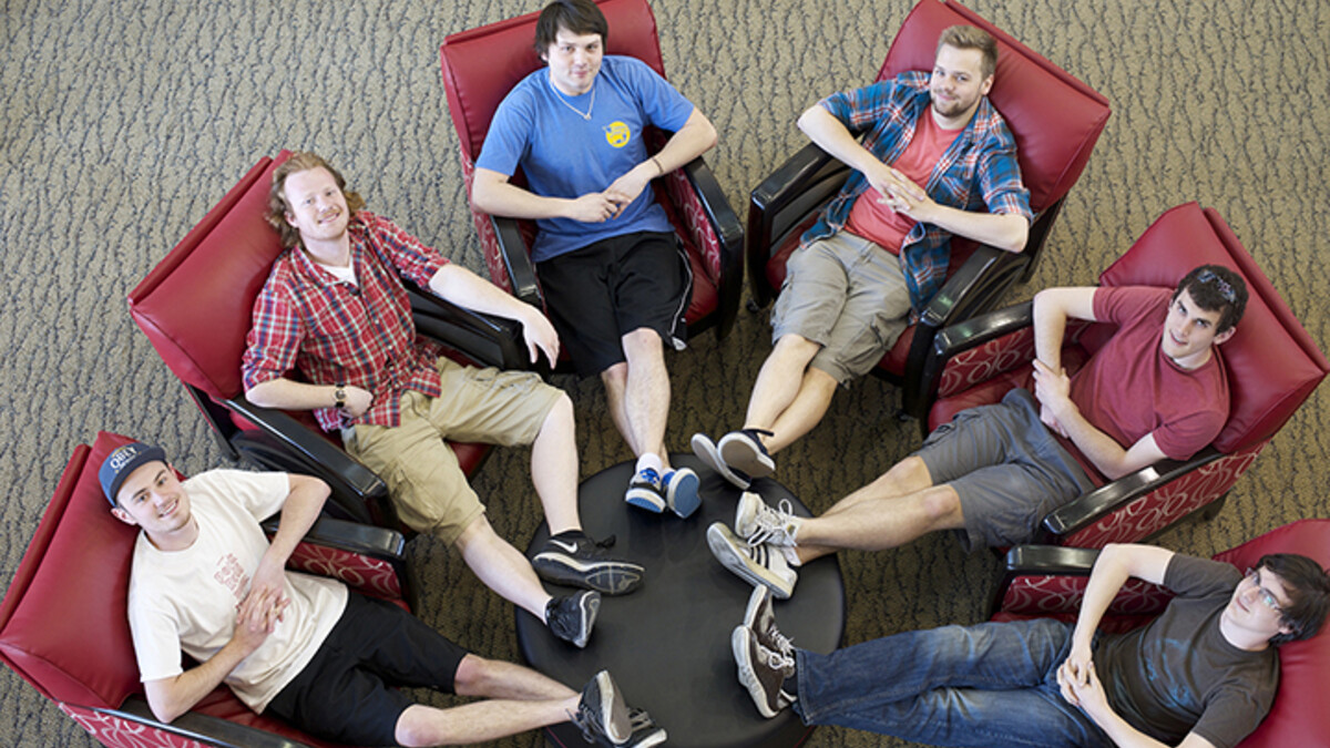 The Johnny Carson School of Theatre and Film had six finalists this year for the Academy of Television Arts and Sciences Foundation internships including (left to right) Dylan Adams, Nathan Hansen, Connor Huggett, Derek Davidson, Ethan Seagren and Drake T