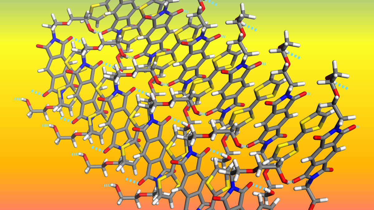 Computer-generated image of a new ferrorelectric organic crystal.