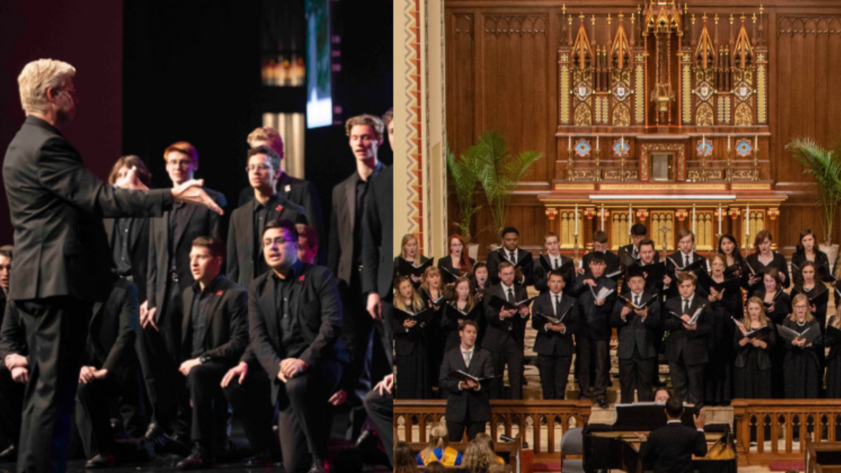 Prior performances from the Varsity Chorus (left) and All-Collegiate Choir (right).