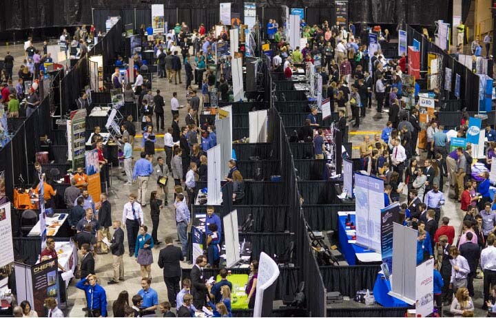 The shift of UNL's two largest career fairs to Pinnacle Bank Arena resulted in record attendance at the fall event.