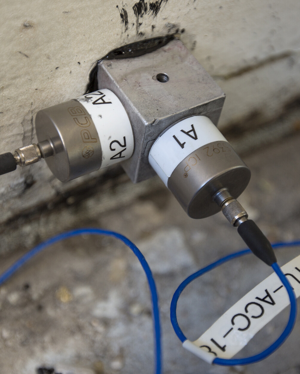 The research team is using accelerometers to collect data on how Nebraska's Cather and Pound halls move as walls within the towers are removed.