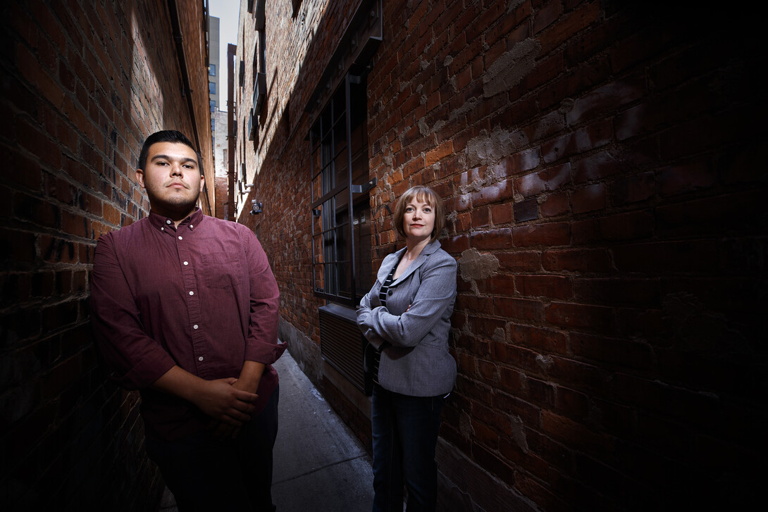 Jerreed Ivanich (left), graduate student researcher in sociology, and Tara Warner, assistant professor of sociology, recently published a study that homeless youth of color are more likely than white homeless youth to report police harassment and arrest, but living on the street and prior experiences with police offset racial disparities.