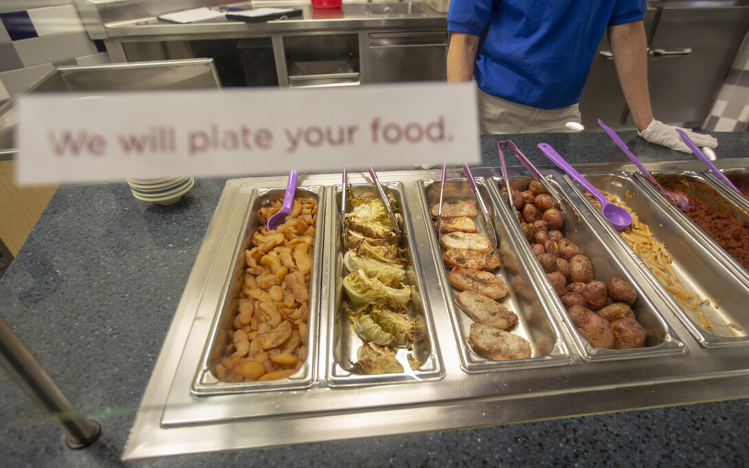 To avoid cross-contamination, food offered at Harper Dining Center's allergen-free meal station is dished up by University Housing employees.