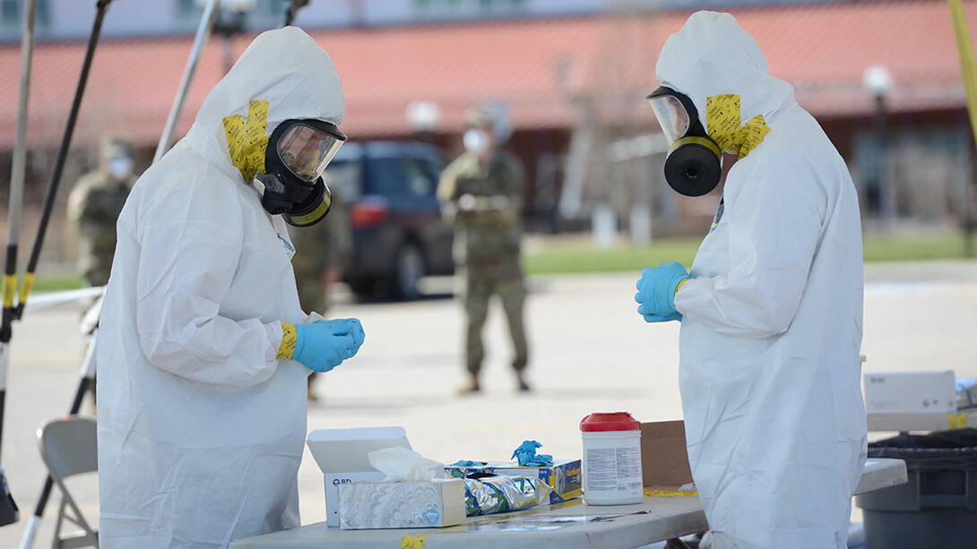 The Nebraska National Guard teams operating COVID-19 testing stations statewide include a number of University of Nebraska–Lincoln students. Many of those students have balanced spring semester coursework with their National Guard commitment.