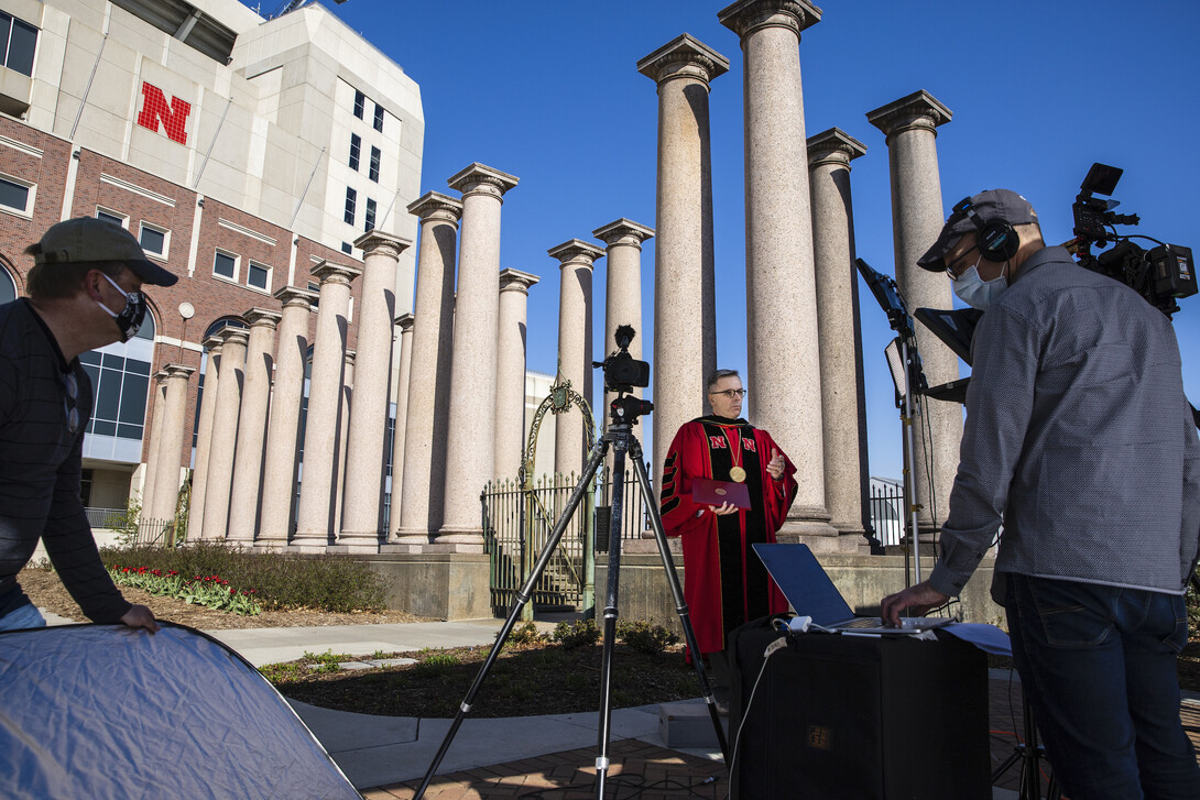 Chancellor filming commencement