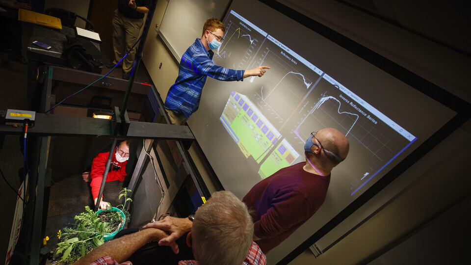 A team from the CALMIT lab built a mobile hyperspectral scanning system to teach students scanning since the basement darkroom in Hardin Hall does not allow for social distancing. Craig Chandler, University Communication