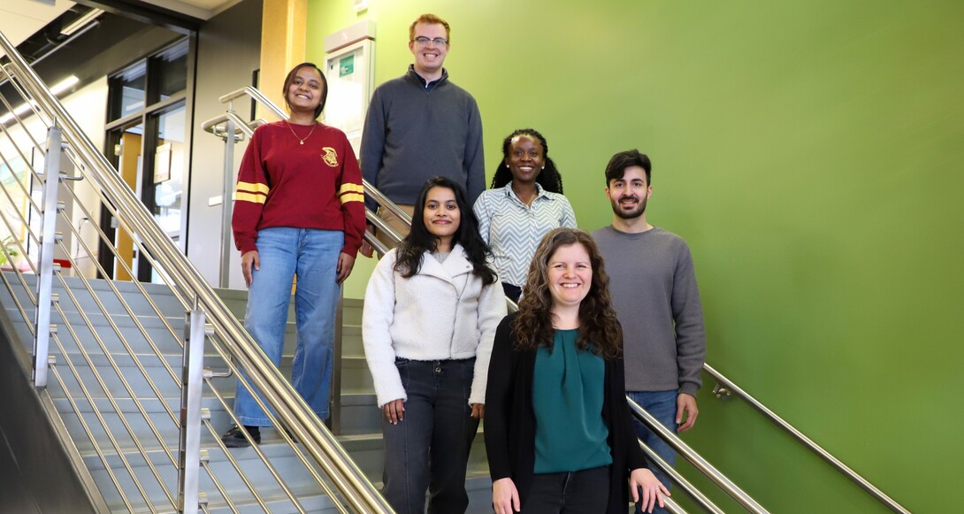 The coordinator for the IANR Writing Fellows program is Christine Booth (front), a lecturer on scientific communication in the College of Agricultural Sciences and Natural Resources. The participating graduate students are: second row from left, Sujani De Silva and Jaber Ghorbani Kahrizsangi; third row from left, Nafisa Lubna and Jennifer Okoliko; and back row, Kevin Steele.