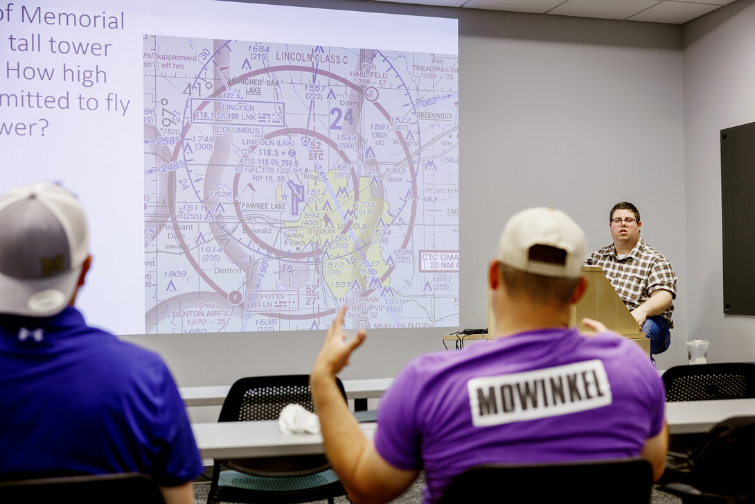 Travis Ray leads a Drone Pilot Training – Part 107 class at Nebraska Innovation Studio.