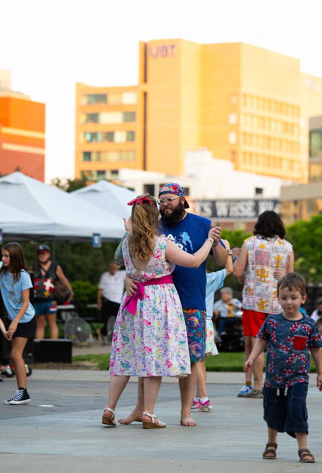 Jaz Schoeneck and Kalee Holland dance in front of the stage to the music of singer Caity Gyorgy during Jazz in June on Tuesday, June 10.
