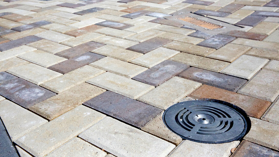 The section of Centennial Mall outside UNL's Andersen Hall will include a fountain that will use specialized jets (pictured) to shoot arches of water. Fountain water will recirculate through pavers and into pumps below ground. 