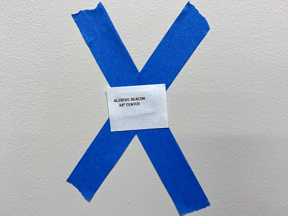 Each Alertus Beacon location will be marked by a temporary blue tape X.