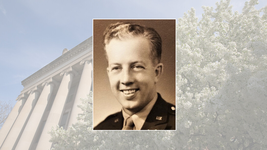 World War II portrait of Tecumseh native and University of Nebraska graduate Barney Oldfield.