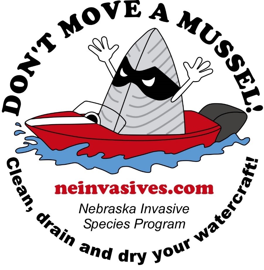 Nebraska Invasive Species Program graphic used to notify people about potential zebra mussel infestations.
