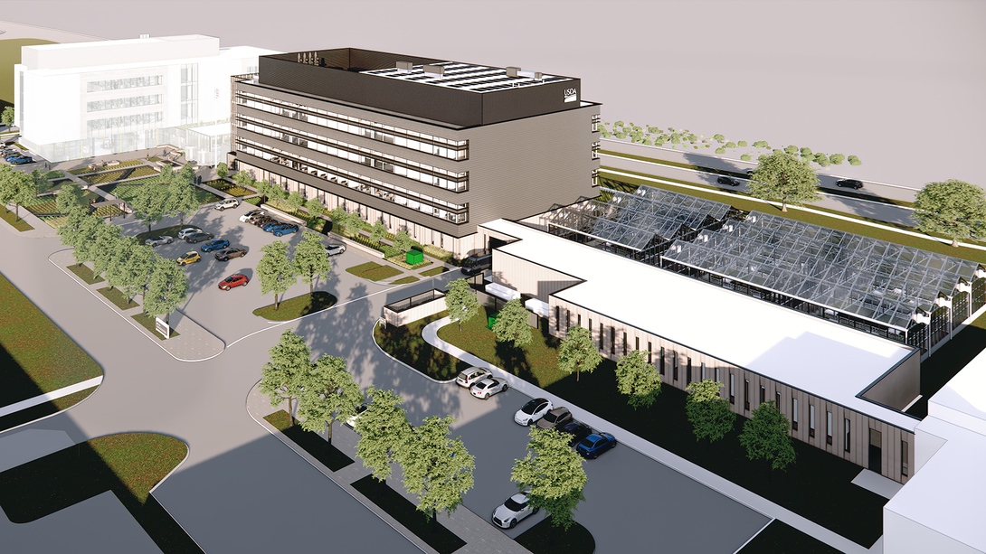 Aerial rendering of the $160 million USDA laboratory building and greenhouse facility that will be built at Nebraska Innovation Campus. Work is scheduled to begin in 2024.