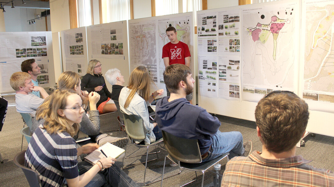 Third- and fourth-year landscape architecture students present ideas on how to revitalize Council Bluffs' Fairmount Park. The project has provided the students with experience in assisting with a real-world project.