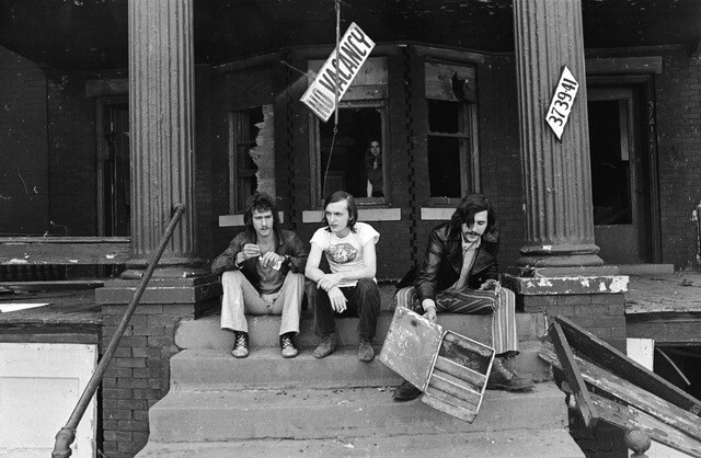 Barry Kramer (left), Dave Marsh and Lester Bangs of Creem Magazine, circa 1971.