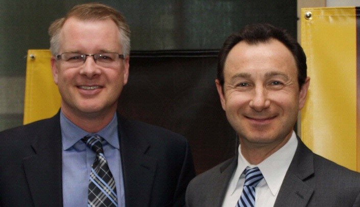 Shane Farritor of UNL (left) and Dmitry Oleynikov of UNMC.