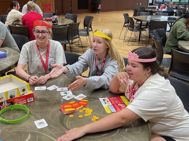 Campers play games during nightly activities at Big Red Summer Camps.