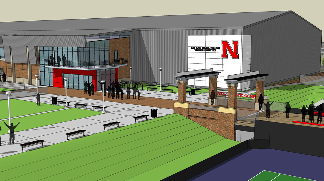 Architect's rendering of UNL's new tennis complex, which will be named in honor of UNL graduates and supporters Bill and Ruth Scott.