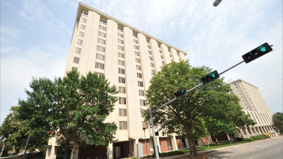 Pound (left) and Cather residence halls