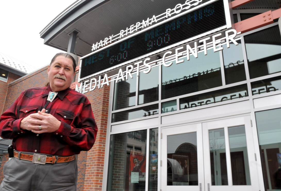 Nebraska's Danny Lee Ladely stands in front of the Mary Riepma Ross Media Arts Center in 2013.