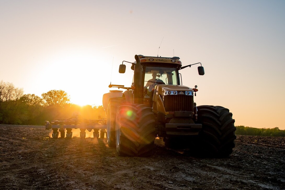 tractor in the sunset