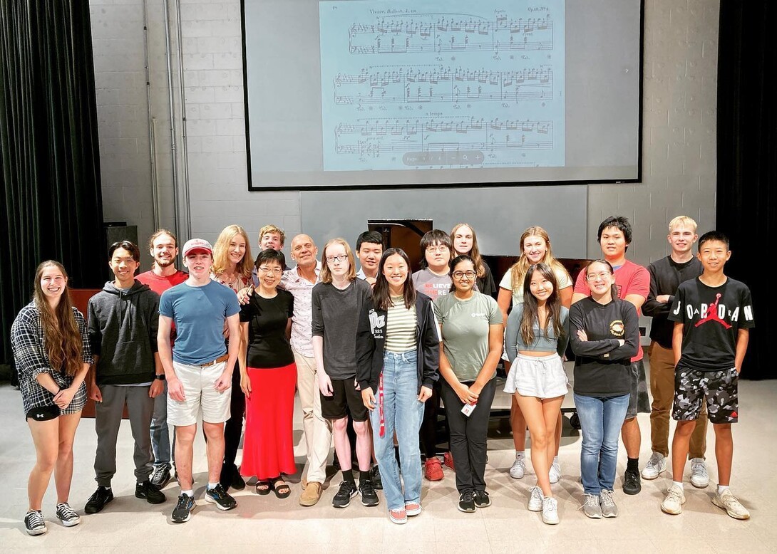 Paul Barnes with this year’s Lied Center Piano Academy participants. Courtesy photo.